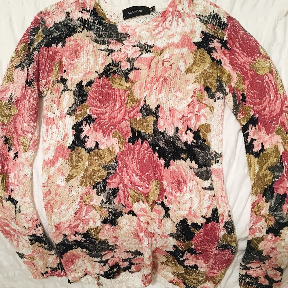 Minkpink Flower Sweater Dress (XS)
